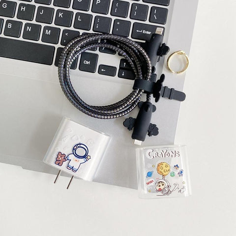 Cartoon USB Cable Protector Data Line bite fast charging case for iphone 18/20W Head winder head-PA00939-Veeddydropshipping