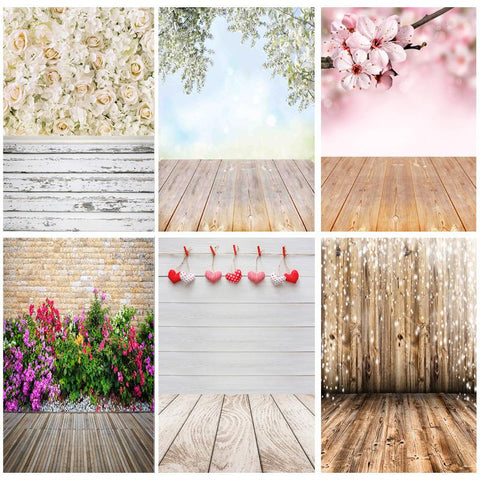 Art Fabric Photography Backdrops Props Flower Landscape Wooden Floor  Photo -CE00303-Veeddydropshipping