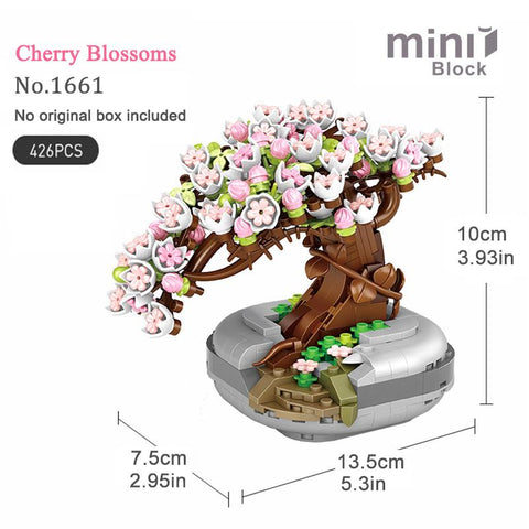 Mini Bouquet Building Blocks Flowers Succulent Cherry Blossom Bonsai 3D Model-TB01475-Veeddydropshipping
