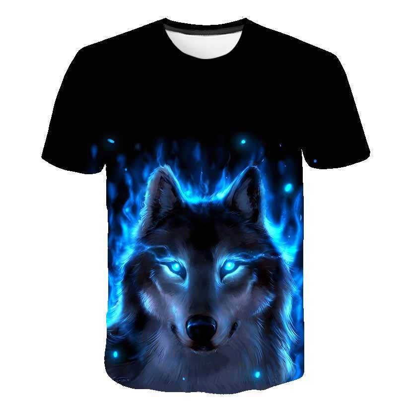 Animal Wolf T Shirt Kids Boys Clothes Summer Short Sleeve Girls Tops-TB01168-Veeddydropshipping