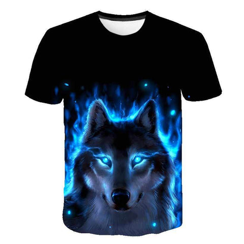 Animal Wolf T Shirt Kids Boys Clothes Summer Short Sleeve Girls Tops-TB01168-Veeddydropshipping