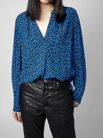 Women Leopard Print Tops Rayon Material Skirts-WF00427-Veeddydropshipping
