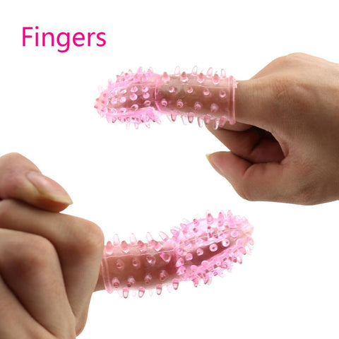 Crystal Finger Sleeves with Spikes and Teeth Female G-Spot Masturbator -BH01167-Veeddydropshipping