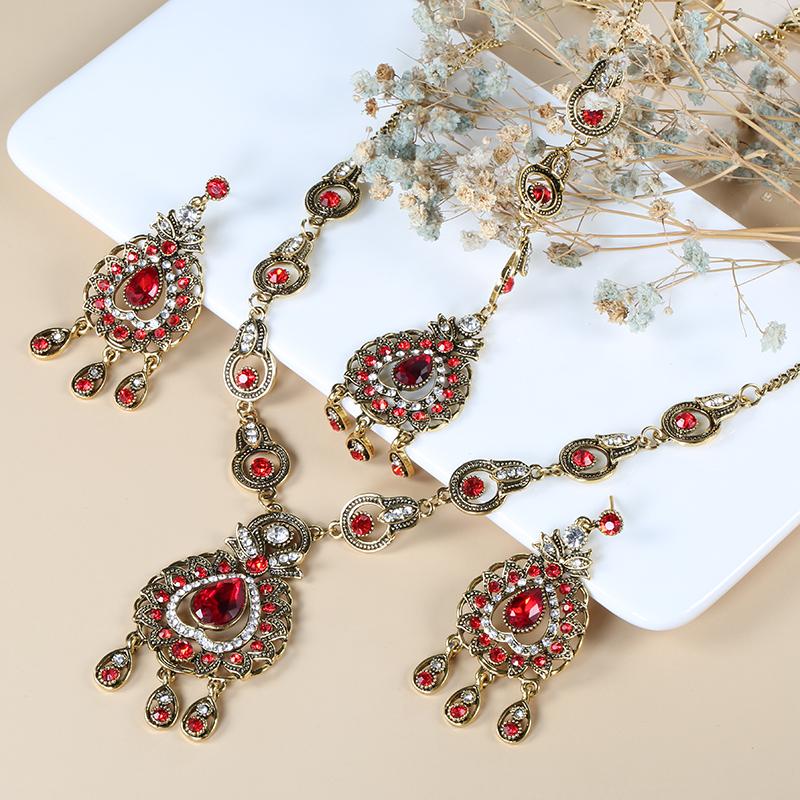 India Vintage Look Jewelry Sets Pendants Necklace Earring  -JW00328-Veeddydropshipping