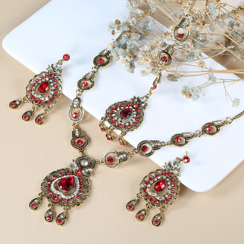 India Vintage Look Jewelry Sets Pendants Necklace Earring  -JW00328-Veeddydropshipping