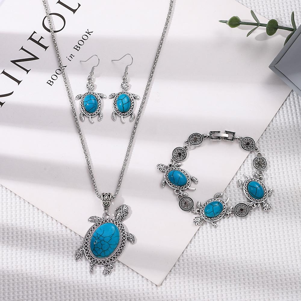 fashion new turquoise exotic lady three-piece jewelry set -JW00343-Veeddydropshipping