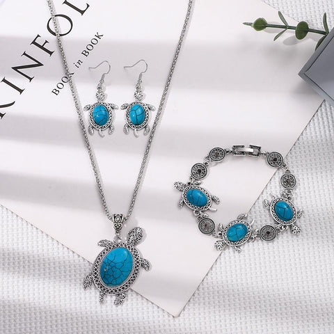 fashion new turquoise exotic lady three-piece jewelry set -JW00343-Veeddydropshipping