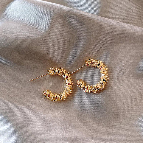 Retro Metal C-shaped Semicircular Earrings Fashion Jewelry -JW01448-Veeddydropshipping
