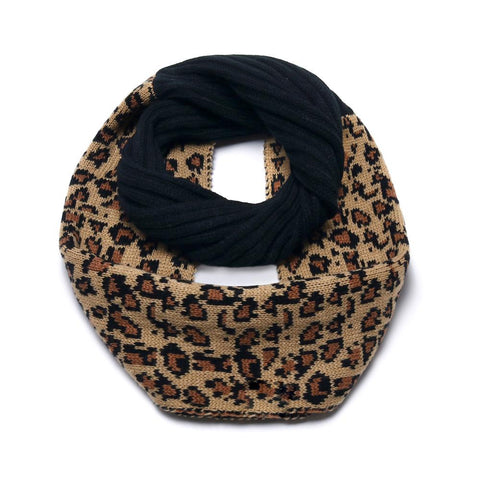 Leopard Print Women Hat And Scarf Set-WF01170-Veeddydropshipping
