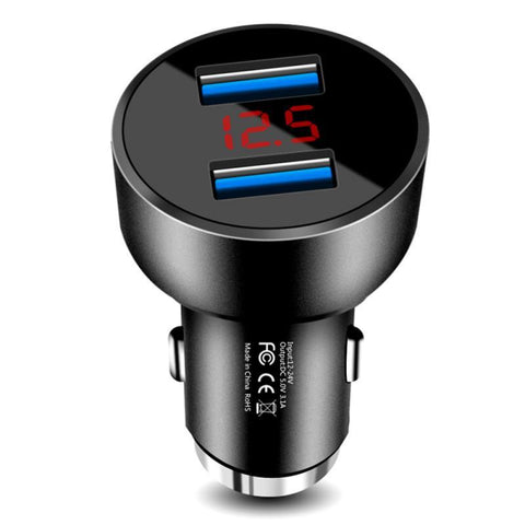 3.1A QC3.0 2 USB Car Charger 12-24V LED Digital Car Adapter-PA01124-Veeddydropshipping