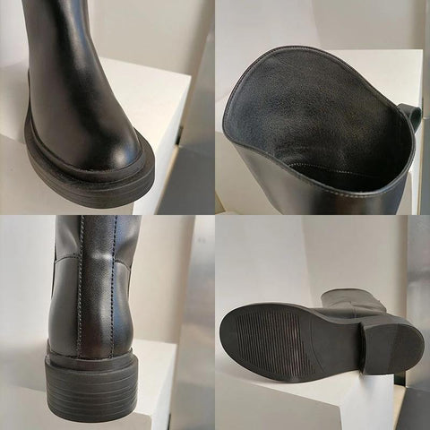 Chelsea Boots Fashion Low Heels Shoes Female Slip-BS00905-Veeddydropshipping