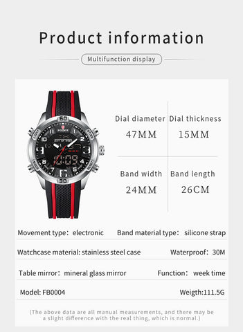 Sport Mens Watches Luxury Dual Display Quartz Watch-JW00763-Veeddydropshipping