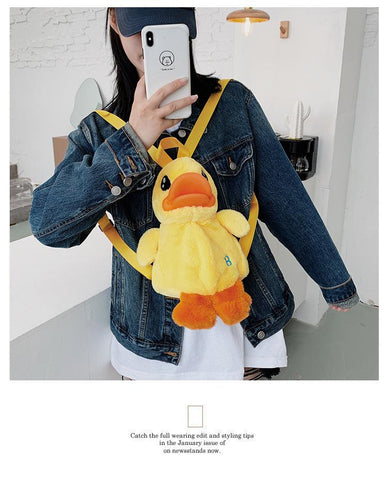 Anime Cartoon Figure Plush Toy Girl Boy Backpack Little Yellow Duck-TB00013-Veeddydropshipping