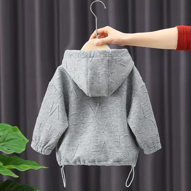 Spring Autumn Embossing Drawstring Baby Boys Hoodie-Veeddydropshipping