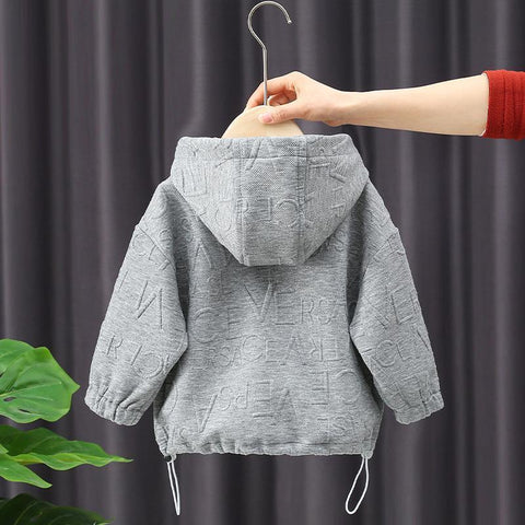 Spring Autumn Embossing Drawstring Baby Boys Hoodie-Veeddydropshipping