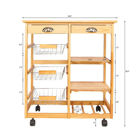 Wooden Dining Cart Serving Table Kitchen Storage-HA01654-Veeddydropshipping