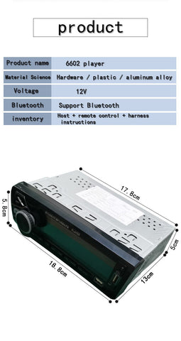 Car radio 1 DIN stereo player digital Bluetooth Car MP3 player 60wx4 FM-AM00642-Veeddydropshipping