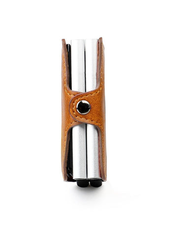 Credit Card Holder Vintage Leather Double Metal Automatic-BS00631-Veeddydropshipping