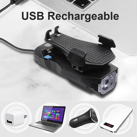 Bicycle Light Mobile Phone Holder USB Rechargeable 4 in 1 Bike Horn 4000MAh Power Bank Headlight-PA00512-Veeddydropshipping