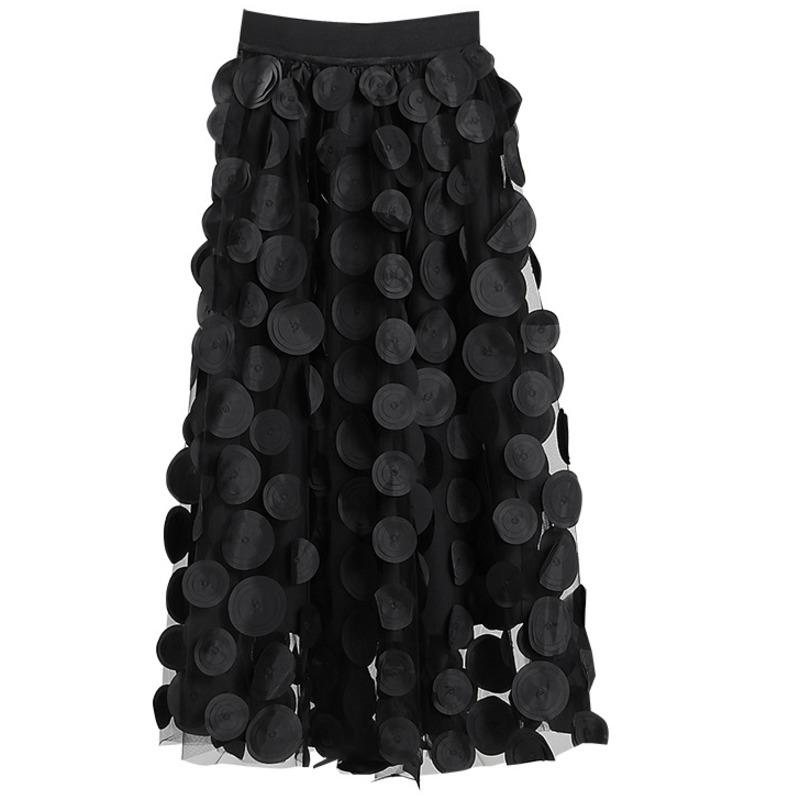 Women Solid Color Elastic Waist Mid-calf A-line Skirt-WF00428-Veeddydropshipping