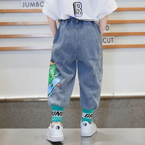 Jeans for boys Teenage Children Jeans Elastic Waist Denim Pants-TB01273-Veeddydropshipping
