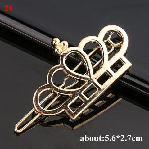 Women's Girls Geometric Metal Hair Clips-WF01073-Veeddydropshipping