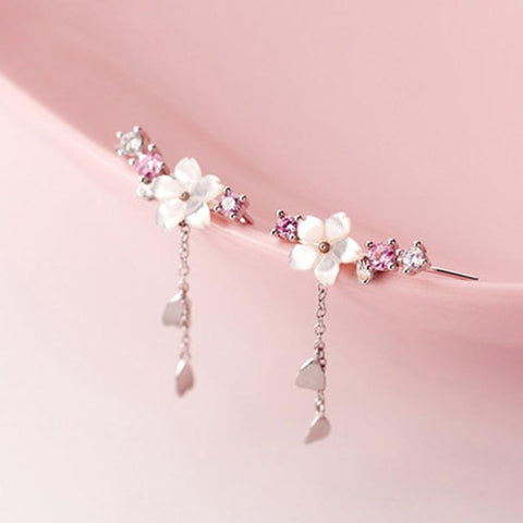 Pink Cherry Blossom Clavicle Chain Jewelry Set -JW00310-Veeddydropshipping