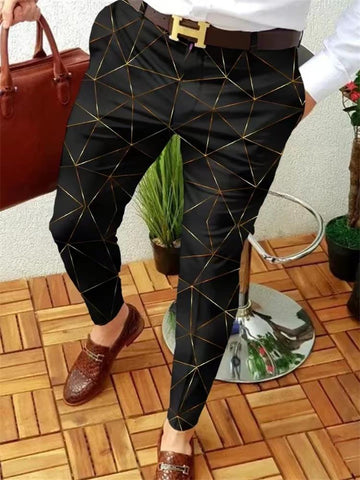 Suit Pants Zipper Retro Striped Plaid Print Straight-MF00400-Veeddydropshipping