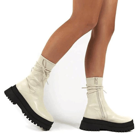 Boots PU Thick-soled Fashion Women&#39;s Boots Patent Leather-BS01055-Veeddydropshipping