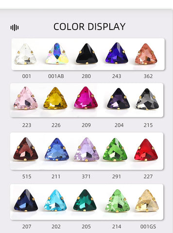 Glass Strass Rhinestones Triangles Claw Sewing Accessories-HA00042-Veeddydropshipping