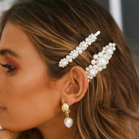 Fashion Pearl Hair Clip Snap Button Hair Pins for Women  -JW00504-Veeddydropshipping