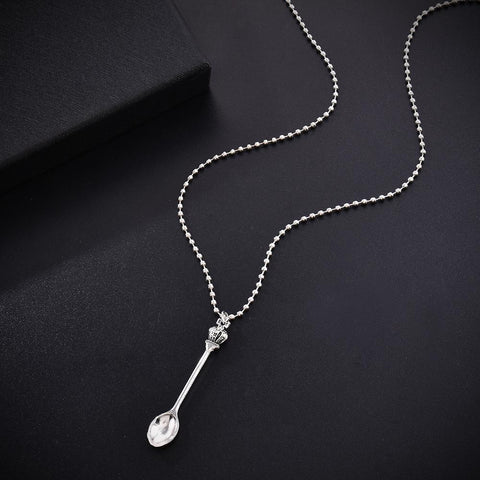 Mini Tea Spoon Shape Pendant Long Chain Necklace-JW01270-Veeddydropshipping