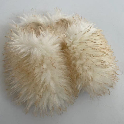 Fake Lamb Skin Slides Long Hair Faux Mongolian Sheep-BS01264-Veeddydropshipping