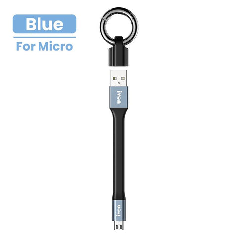 2 in 1 USB Mobile Data Cable Portable Short Mini Keychain-Veeddydropshipping