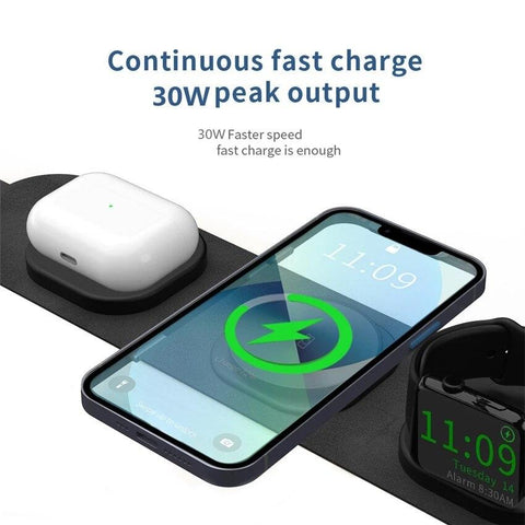 30W 3 In 1 Magnetic Wireless Charger Pad For iPhone 14 13 12 11 Apple Watch 8 7 6 Airpods-PA01039-Veeddydropshipping