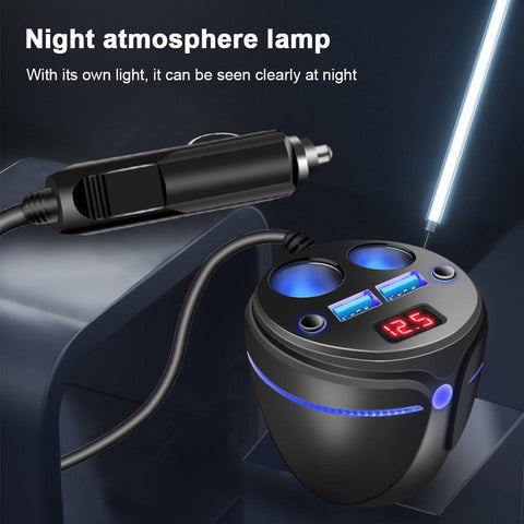 Multifunctional USB Car Charger Cup Holder   with Voltage Display-Veeddydropshipping