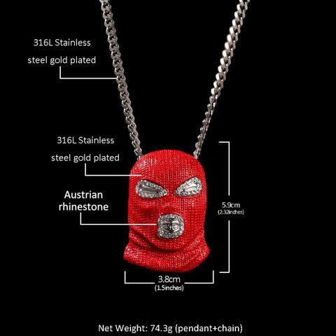 Men Hip hop iced out bling mask pendant and cuban bracele -JW00250-Veeddydropshipping