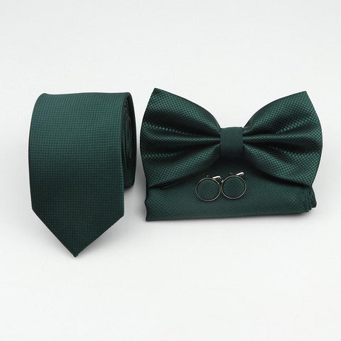 Striped Polyester Ties Bowtie Cufflinks-WF01132-Veeddydropshipping