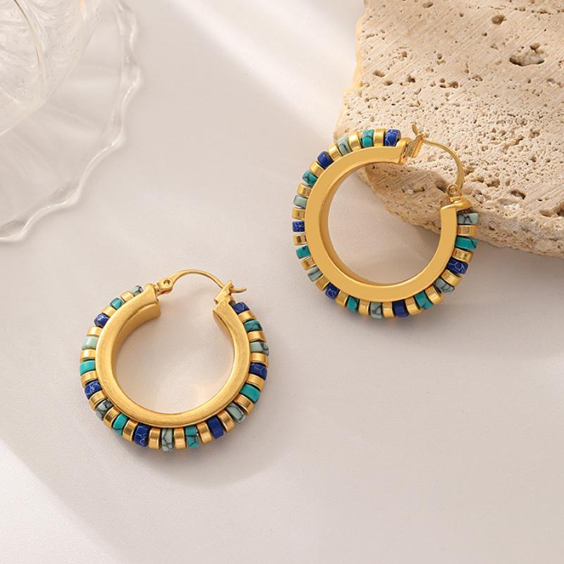 Retro Jewelry Green Stones Earrings Luxury Design Earrings For Women -JW01411-Veeddydropshipping