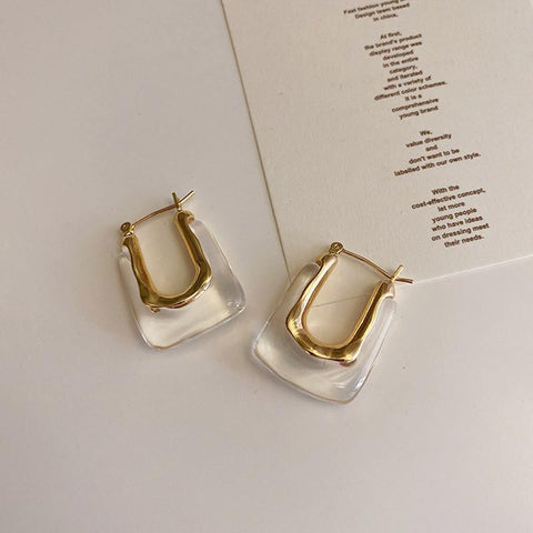 Trendy Transparent Earrings  Geometric Metal Acrylic Earrings Jewelry-JW01442-Veeddydropshipping