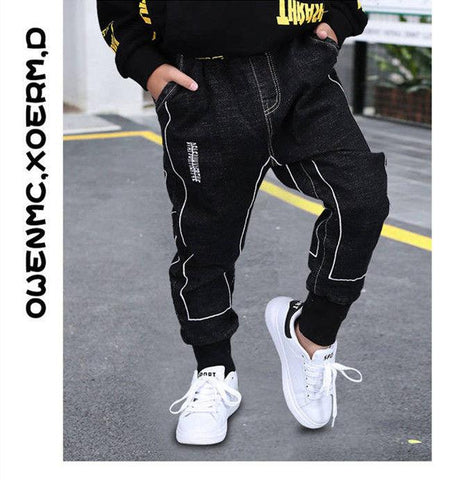 Baby Girls Boys Jeans Demin Legging Elastic Menina Black Pants-TB01298-Veeddydropshipping