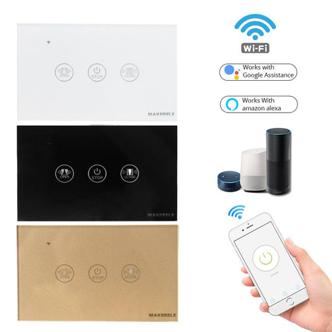 WiFi Smart Curtain Switch US Zero Firewire Touch Panel Life Tuya APP Suitable-TI01102-Veeddydropshipping