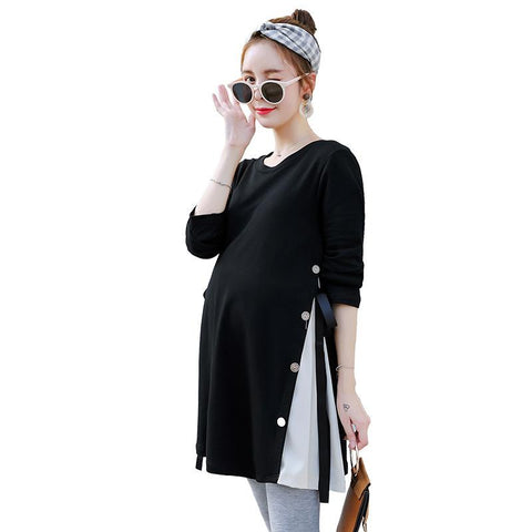 Korean Fashion Cotton Maternity T-shirt Casual Clothes for Pregnant Women Long-TB00561-Veeddydropshipping