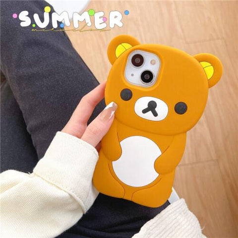 Cute Bear Cartoon Silicone Soft Phone Case Cover for iPhone 11 13 14 Pro Max-PA00148-Veeddydropshipping