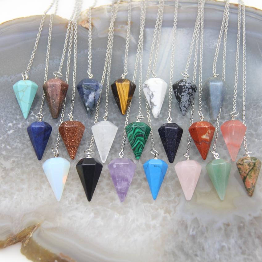 Quartz Healing Pendulum,Spiritual Small Size Necklace Jewelry-JW01180-Veeddydropshipping