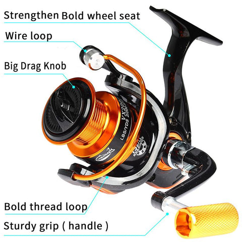 Topline Tackle Ultralight Spinning Saltwater Fishing Reel 1000 13 BB Metal Spool Spinning-OS00355-Veeddydropshipping
