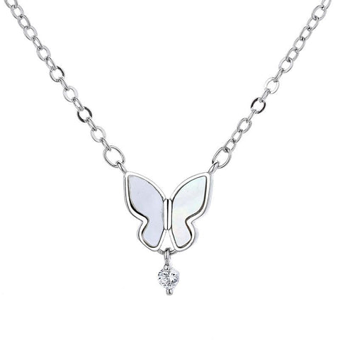 Zircon Round Bead Tassel Pendant Clavicle Chain Butterfly Necklace Women-JW01211-Veeddydropshipping
