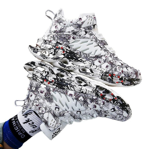 Graffiti Shoes 45 High Top Sneakers 46 Basketball Shoes-BS01410-Veeddydropshipping