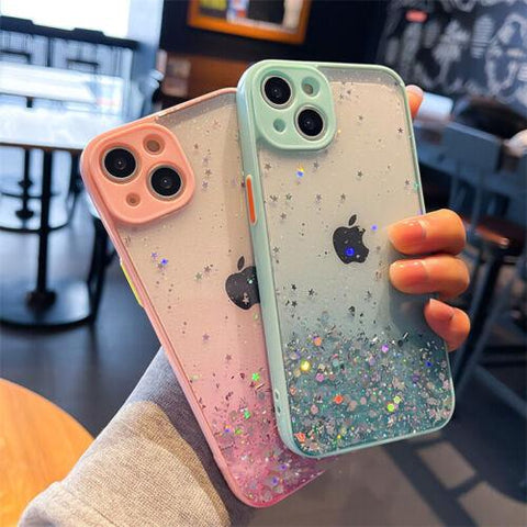Case For iPhone 14 13 12 11 Pro Max XR 8 7 Glitter Clear Shockproof Phone Cover-PA00119-Veeddydropshipping