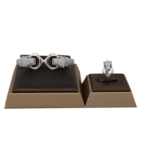 Luxury fashion classic leopard head bracelet with Ring Jewelry Set -JW00190-Veeddydropshipping